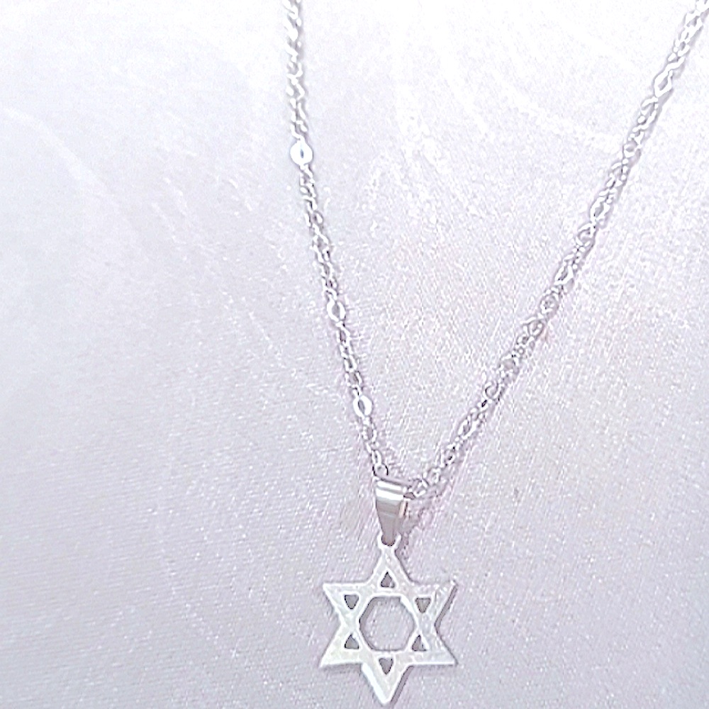 Star Of David Necklace Small Star Silver Pendant Charm On 18-22
